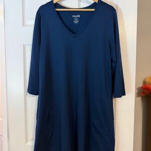 Wool& Rissa A-Line Merino Wool Navy Blue Women's Dress XL